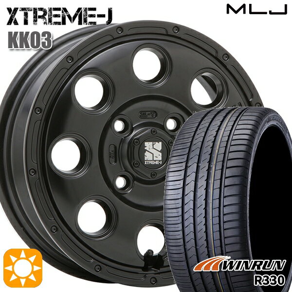 【取付対象】165/50R15 76V XL ウィンラン R330 MLJ エクストリームJ KK03 サテンブラック 15インチ 4.5J 4H100 サマータイヤホイールセット