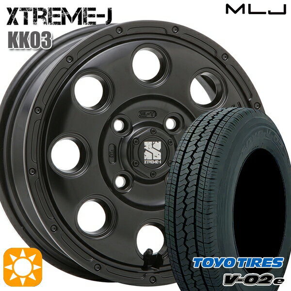 【取付対象】軽トラ 145/80R12 80/78N トーヨー V02E V-02E MLJ エクストリームJ KK03 サテンブラック 12インチ 4.0J 4H100 サマータイヤホイールセット