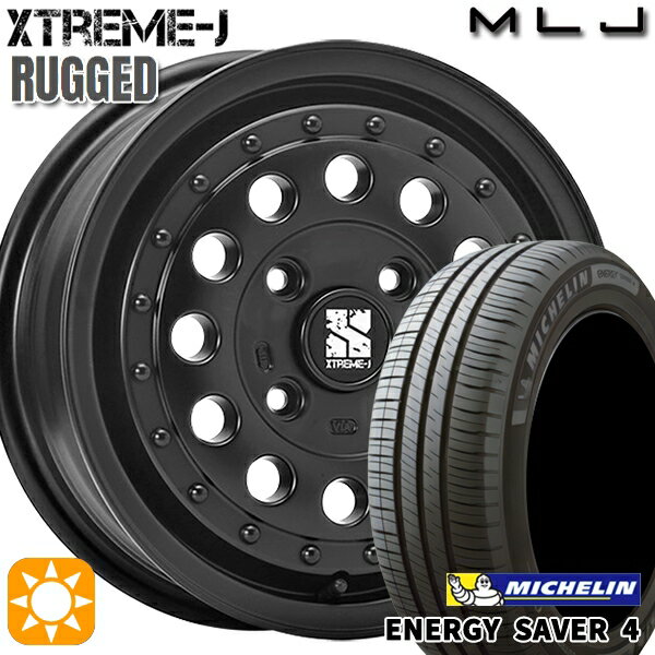 【取付対象】155/65R14 79H XL ミシュラン エナジーセイバー4 MLJ エクストリームJ ラギッド サテンブラック 14インチ 5.0J 4H100 サマータイヤホイールセット