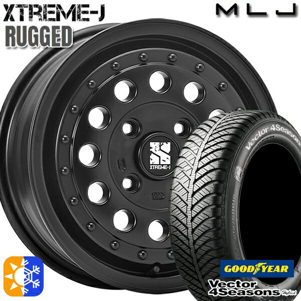 165/65R14 79H グッドイヤー ベクター フォーシーズンズ MLJ エクストリームJ ラギッド 14インチ 5.0J 4H100 サテンブラック オールシーズンタイヤホイールセット