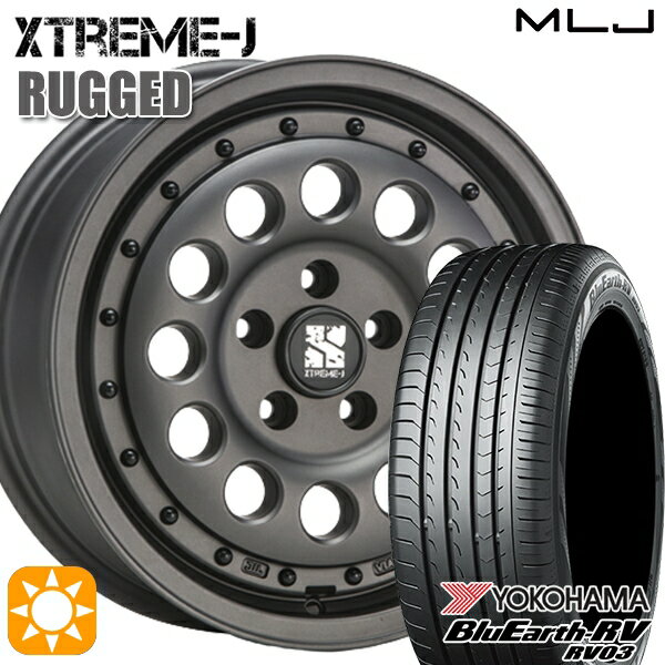 【取付対象】エスティマ ヤリスクロス 215/60R16 95H ヨコハマ ブルーアース RV03 MLJ エクストリームJ ラギッド ガンブラック 16インチ 6.5J 5H114.3 サマータイヤホイールセット