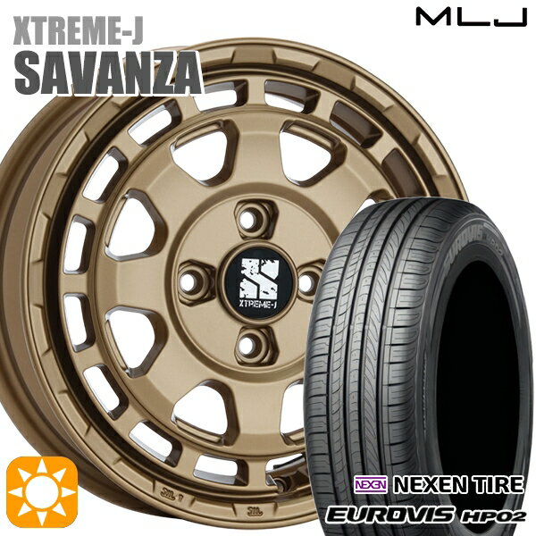 【取付対象】155/65R14 ネクセン ロードストーン ユーロビズ HP02 MLJ エクストリームJ SAVANZA BR 14インチ 4.5J 4H100+43 サマータイヤホイールセット