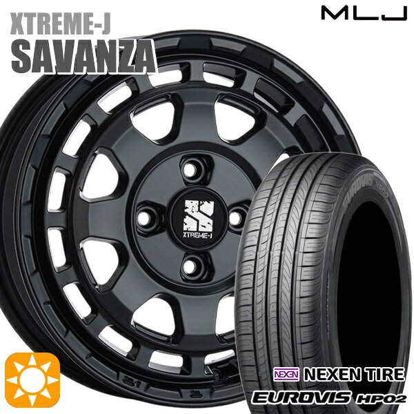 【取付対象】155/65R14 ネクセン ロードストーン ユーロビズ HP02 MLJ エクストリームJ SAVANZA SB 14インチ 4.5J 4H100+43 サマータイヤホイールセット