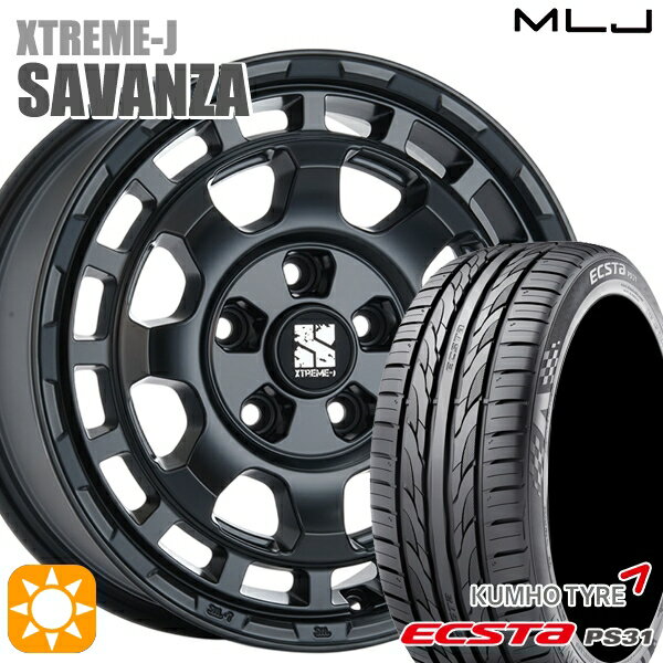 【取付対象】エスティマ ヤリスクロス 215/60R16 95V クムホ エクスタ PS31 MLJ エクストリームJ SAVANZA SB 16インチ 7.0J 5H114.3+35 サマータイヤホイールセット