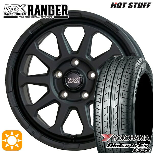 【取付対象】215/60R17 96H ヨコハマ ブルーアース ES32 ホットスタッフ マッドクロス レンジャー マットブラック 17インチ 7.0J 5H114.3 サマータイヤホイールセット