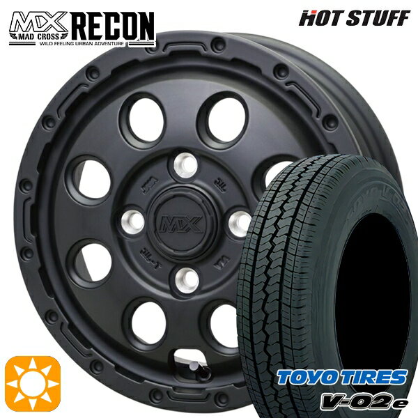 【取付対象】軽トラ 145/80R12 80/78N トーヨー V02E V-02E ホットスタッフ マッドクロス リーコン MBK 12インチ 3.5J 4H100 +43 サマータイヤホイールセット