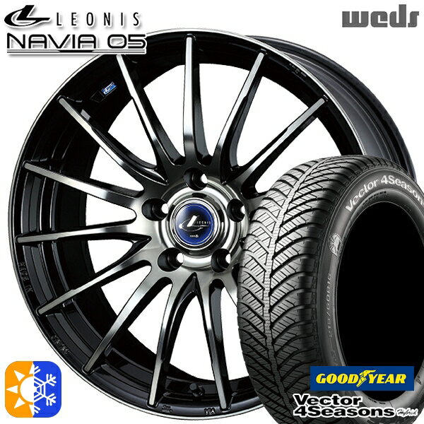 C-HR カローラクロス 215/60R17 96H グッドイヤー ベクター フォーシーズンズ Weds ウェッズ レオニス ナヴィア05 17インチ 7.0J 5H114.3 BPB (ブラック ミラーカット ブラッククリアー) オールシーズンタイヤホイールセット