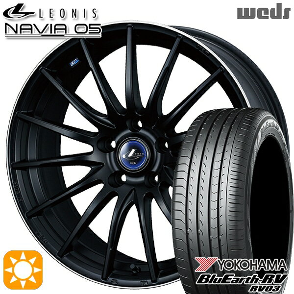 【取付対象】225/60R18 100H ヨコハマ ブルーアース RV03 Weds ウェッズ レオニス ナヴィア05 MBP (マットブラック リムポリッシュ) 18インチ 7.0J 5H114.3 サマータイヤホイールセット