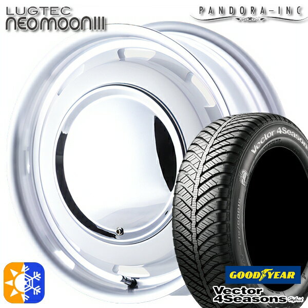 165/60R15 77H グッドイヤー ベクター フォーシーズンズ パンドラ ラグテック ネオムーン3 ホワイト 15インチ 5.0J 4H100 オールシーズンタイヤホイールセット