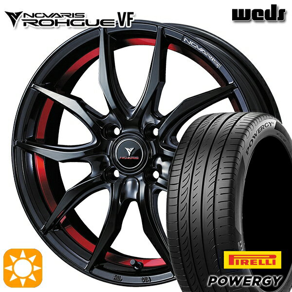 【取付対象】175/65R15 84H ピレリ パワジー Weds ウェッズ ノヴァリス ローグ VF ピアノブラック/レッドライン 15インチ 5.5J 4H100 サマータイヤホイールセット
