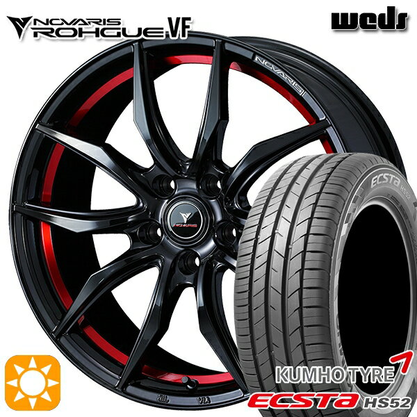 【取付対象】215/60R17 100V XL クムホ エクスタ HS52 Weds ウェッズ ノヴァリス ローグ VF ピアノブラック/レッドライン 17インチ 7.0J 5H114.3 サマータイヤホイールセット