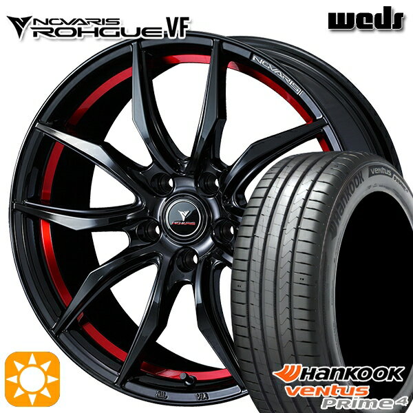 【取付対象】215/50R17 95W XL ハンコック veNtus PRime4 K135 Weds ウェッズ ノヴァリス ローグ VF ピアノブラック/レッドライン 17インチ 7.0J 5H114.3 サマータイヤホイールセット