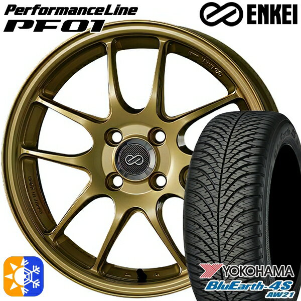 アイシス ノア 215/45R17 91W XL ヨコハマ ブルーアース 4S AW21 ENKEI エンケイ パフォーマンスライン PF01 ゴールド 17インチ 7.5J 5H114.3 オールシーズンタイヤホイールセット