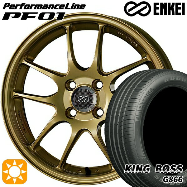 【18日限定!ダイヤモンド会員限定P13倍!】 リーフ レヴォーグ 215/50R17 95W XL キングボス G866 ENKEI エンケイ パフォーマンスライン PF01 ゴールド 17インチ 7.0J 5H114.3 サマータイヤホイールセット