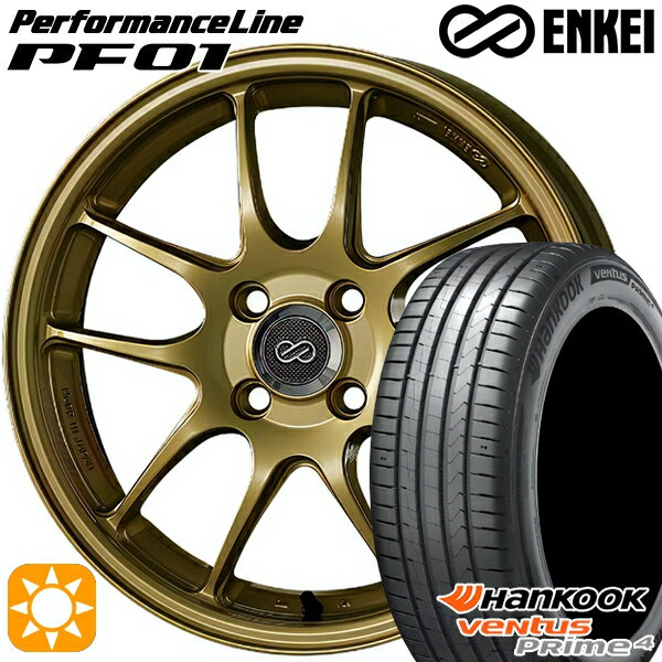 【取付対象】215/45R17 91W XL ハンコック veNtus PRime4 K135 ENKEI エンケイ パフォーマンスライン PF01 ゴールド 17インチ 7.0J 5H100 サマータイヤホイールセット