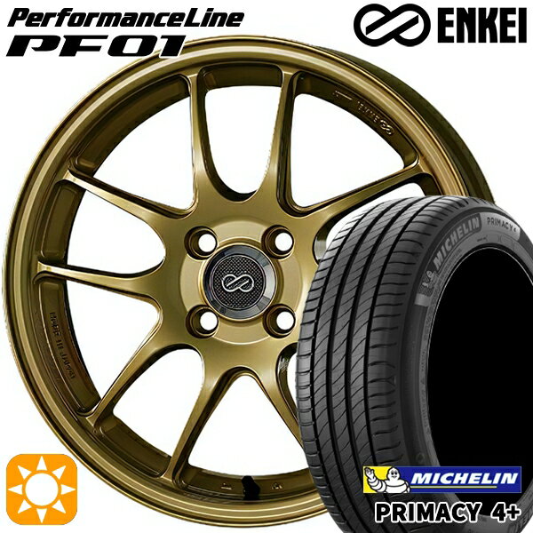 【取付対象】225/55R17 101W XL ミシュラン プライマシー4プラス ENKEI エンケイ パフォーマンスライン PF01 ゴールド 17インチ 7.0J 5H114.3 サマータイヤホイールセット