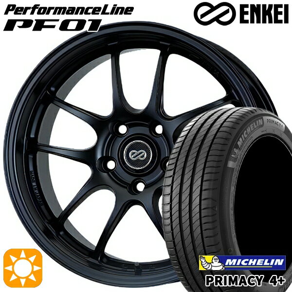 【取付対象】プリウス カローラツーリング 215/45R17 91W XL ミシュラン プライマシー4プラス ENKEI エンケイ パフォーマンスライン PF01 マットブラック 17インチ 7.0J 5H100 サマータイヤホイールセット