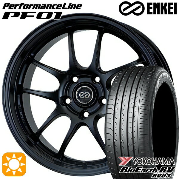 【取付対象】リーフ レヴォーグ 215/50R17 95V XL ヨコハマ ブルーアース RV03 ENKEI エンケイ パフォーマンスライン PF01 マットブラック 17インチ 7.5J 5H114.3 サマータイヤホイールセット