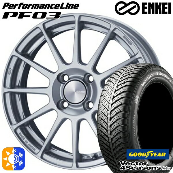 165/50R15 73H グッドイヤー ベクター フォーシーズンズ ENKEI エンケイ パフォーマンスライン PF03 15インチ 5.0J 4H100 スパークルシルバー オールシーズンタイヤホイールセット