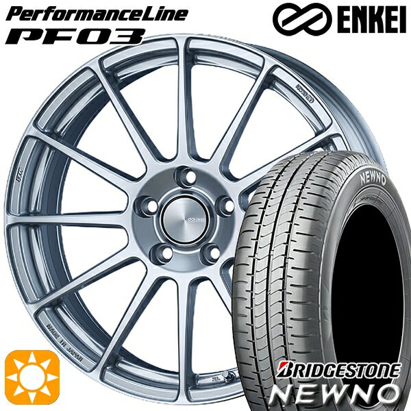 【取付対象】225/55R18 98V ブリヂストン ニューノ ENKEI エンケイ パフォーマンスライン PF03 スパークルシルバー 18インチ 7.5J 5H114.3 サマータイヤホイールセット