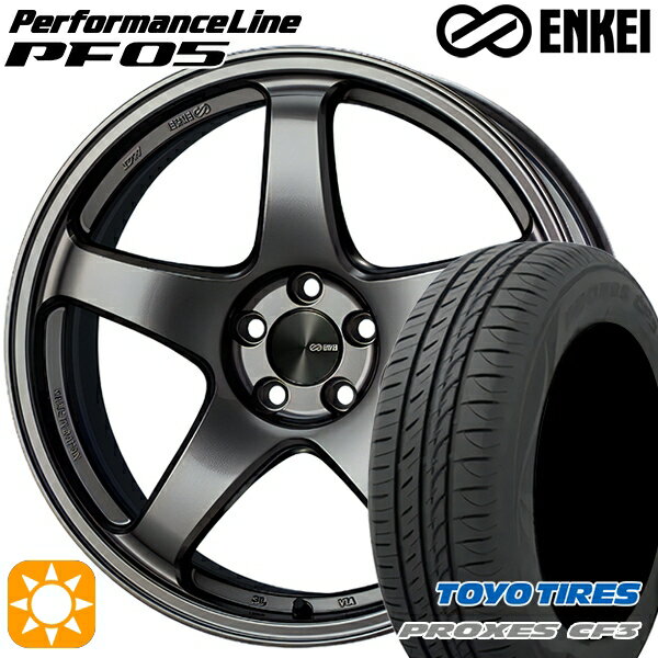 【取付対象】フィット アクア 185/60R15 84H トーヨー プロクセス CF3 ENKEI エンケイ パフォーマンスライン PF05 ダークシルバー 15インチ 6.0J 4H100 サマータイヤホイールセット