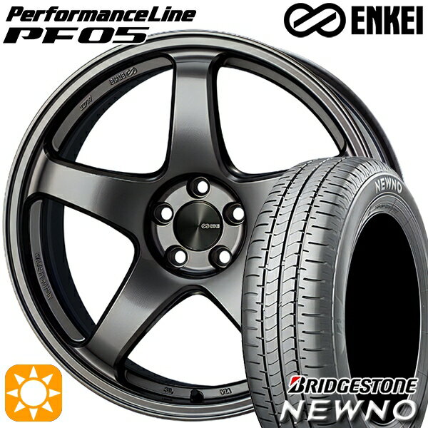 【取付対象】165/60R15 77H ブリヂストン ニューノ ENKEI エンケイ パフォーマンスライン PF05 ダークシルバー 15インチ 5.0J 4H100 サマータイヤホイールセット