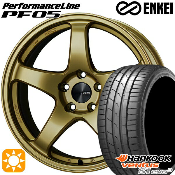 【取付対象】225/40R18 92Y XL ハンコック veNtus S1 evo3 K127 ENKEI エンケイ パフォーマンスライン PF05 ゴールド 18インチ 7.5J 5H114.3 サマータイヤホイールセット