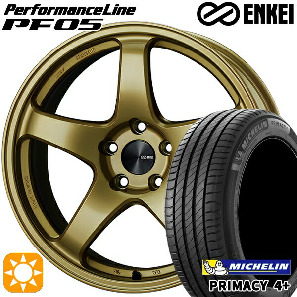 【取付対象】225/55R17 101W XL ミシュラン プライマシー4プラス ENKEI エンケイ パフォーマンスライン PF05 ゴールド 17インチ 7.0J 5H114.3 サマータイヤホイールセット