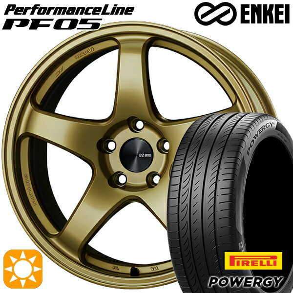 【取付対象】アイシス ノア 215/45R17 91W XL ピレリ パワジー ENKEI エンケイ パフォーマンスライン PF05 ゴールド 17インチ 7.0J 5H114.3 サマータイヤホイールセット