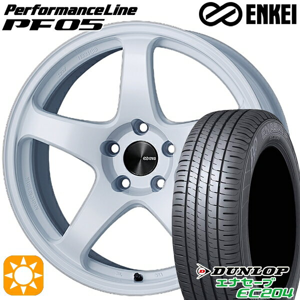 5/15ポイント5倍★アイシス ノア 215/45R17 91W XL ダンロップ エナセーブ EC204 ENKEI エンケイ パフォーマンスライン PF05 ホワイト 17インチ 7.0J 5H114.3 サマータイヤホイールセット