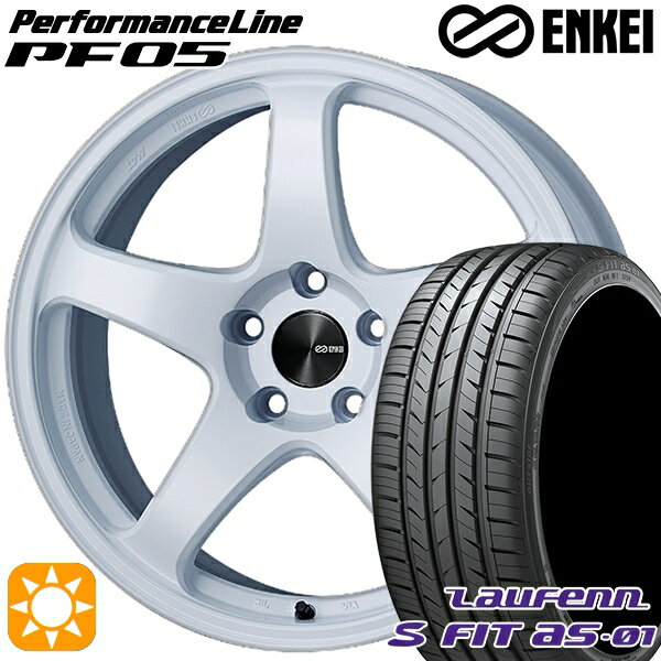 【取付対象】リーフ レヴォーグ 215/50R17 91W ラウフェン S FIT aS-01 LH02 ENKEI エンケイ パフォーマンスライン PF05 ホワイト 17インチ 7.0J 5H114.3 サマータイヤホイールセット