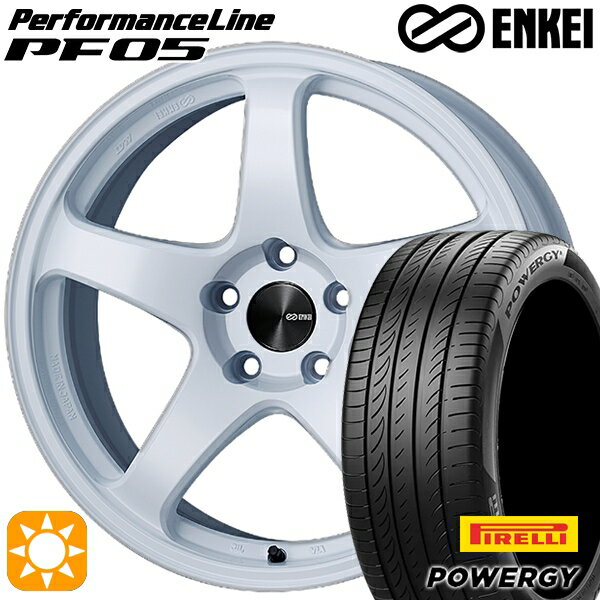 【取付対象】225/40R18 92W XL ピレリ パワジー ENKEI エンケイ パフォーマンスライン PF05 ホワイト 18インチ 7.5J 5H114.3 サマータイヤホイールセット