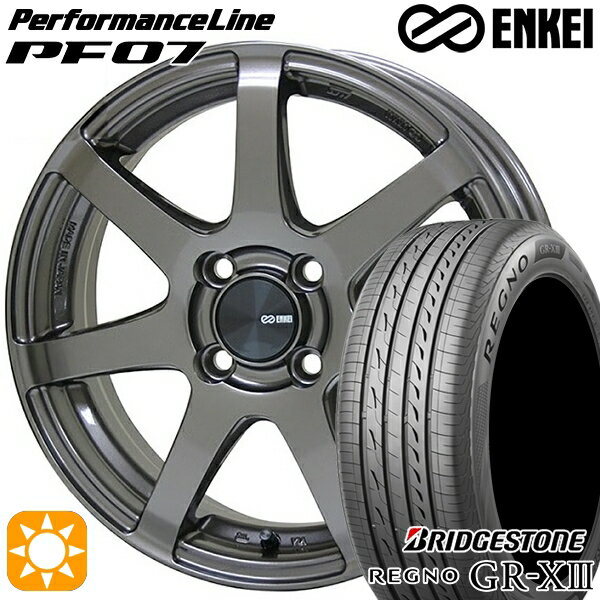 【取付対象】フィット アクア 185/60R15 84H ブリヂストン レグノ GR-X3 ENKEI エンケイ パフォーマンスライン PF07 ダークシルバー 15インチ 6.0J 4H100 サマータイヤホイールセット