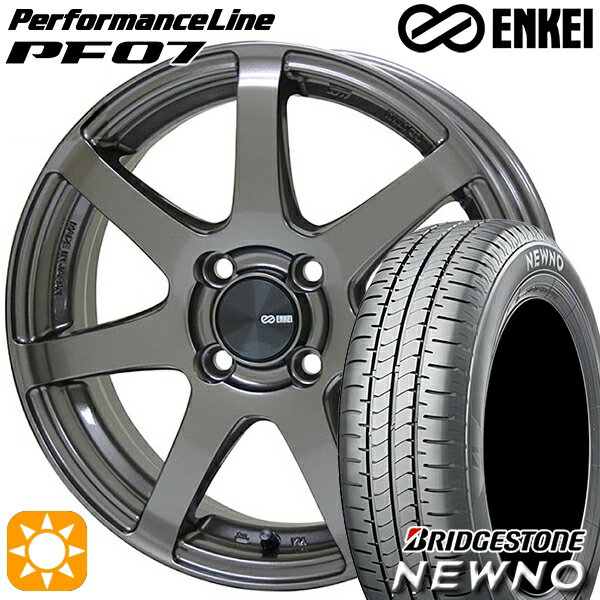 【取付対象】165/55R15 75V ブリヂストン ニューノ ENKEI エンケイ パフォーマンスライン PF07 ダークシルバー 15インチ 5.0J 4H100 サマータイヤホイールセット
