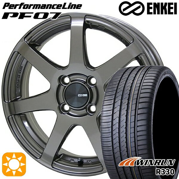 【取付対象】195/45R16 84V XL ウィンラン R330 ENKEI エンケイ パフォーマンスライン PF07 ダークシルバー 16インチ 6.5J 4H100 サマータイヤホイールセット