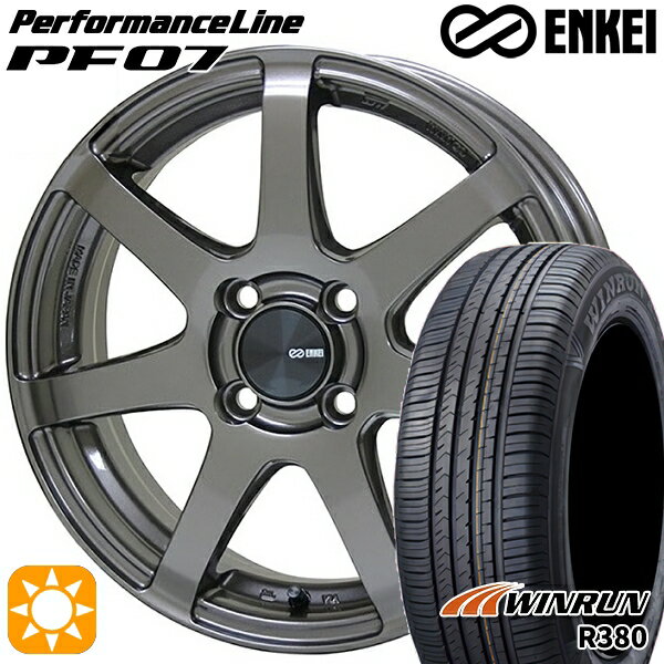 【取付対象】185/60R15 84H ウィンラン R380 ENKEI エンケイ パフォーマンスライン PF07 ダークシルバー 15インチ 6.0J 4H100 サマータイヤホイールセット