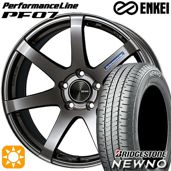 【取付対象】225/55R18 98V ブリヂストン ニューノ ENKEI エンケイ パフォーマンスライン PF07 ダークシルバー 18インチ 8.0J 5H114.3 サマータイヤホイールセット