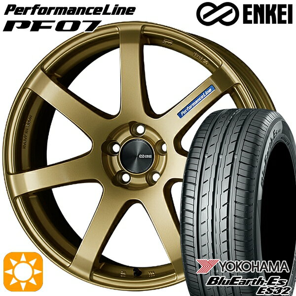 【取付対象】225/55R18 98V ヨコハマ ブルーアース ES32 ENKEI エンケイ パフォーマンスライン PF07 ゴールド 18インチ 7.5J 5H114.3 サマータイヤホイールセット