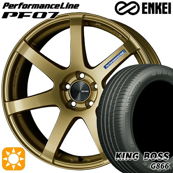 【取付対象】225/45R18 95W XL キングボス G866 ENKEI エンケイ パフォーマンスライン PF07 ゴールド 18インチ 7.5J 5H114.3 サマータイヤホイールセット