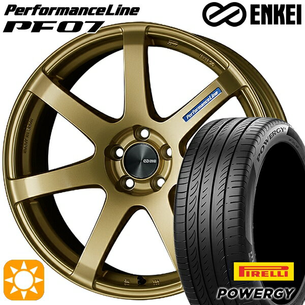 【取付対象】225/40R18 92W XL ピレリ パワジー ENKEI エンケイ パフォーマンスライン PF07 ゴールド 18インチ 7.5J 5H114.3 サマータイヤホイールセット