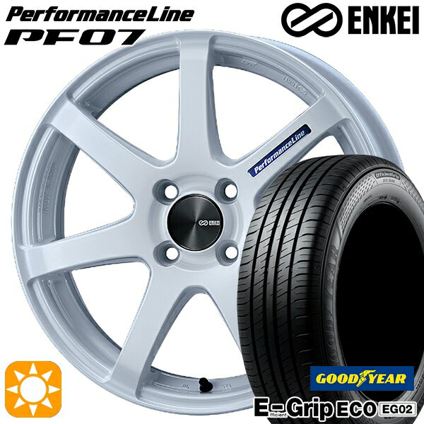 【取付対象】165/50R16 75V グッドイヤー エフィシェントグリップ EG02 ENKEI エンケイ パフォーマンスライン PF07 パールホワイト 16インチ 5.0J 4H100 サマータイヤホイールセット