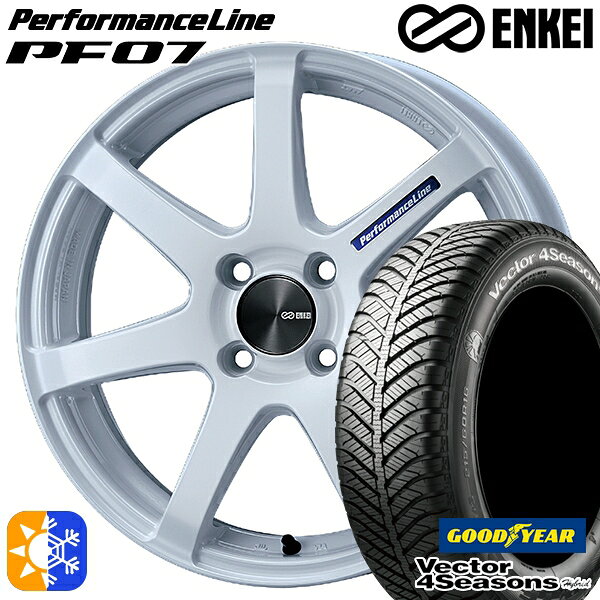 165/60R15 77H グッドイヤー ベクター フォーシーズンズ ENKEI エンケイ パフォーマンスライン PF07 15インチ 5.0J 4H100 パールホワイト オールシーズンタイヤホイールセット