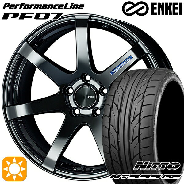 【取付対象】225/40R18 92Y XL ニットー NT555 G2 ENKEI エンケイ パフォーマンスライン PF07 SBK 18インチ 7.5J 5H114.3 サマータイヤホイールセット