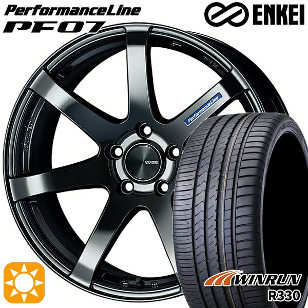 【取付対象】アウトランダー エクストレイル 225/55R18 98V ウィンラン R330 ENKEI エンケイ パフォーマンスライン PF07 SBK 18インチ 7.5J 5H114.3 サマータイヤホイールセット
