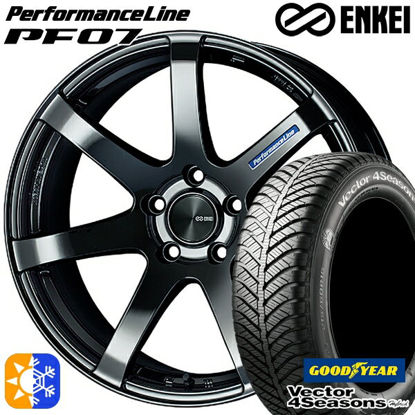 225/40R18 92H XL グッドイヤー ベクター フォーシーズンズ ENKEI エンケイ パフォーマンスライン PF07 18インチ 7.5J 5H114.3 SBK オールシーズンタイヤホイールセット