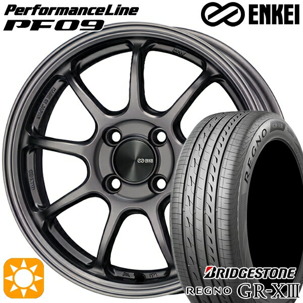 【取付対象】アクア マツダ2 ノート 185/65R15 92H XL ブリヂストン レグノ GR-X3 ENKEI エンケイ パフォーマンスライン PF09 ダークシルバー 15インチ 6.0J 4H100 サマータイヤホイールセット