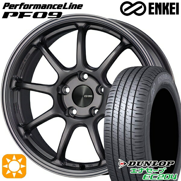 【取付対象】225/45R18 95W XL ダンロップ エナセーブ EC204 ENKEI エンケイ パフォーマンスライン PF09 ダークシルバー 18インチ 7.5J 5H114.3 サマータイヤホイールセット
