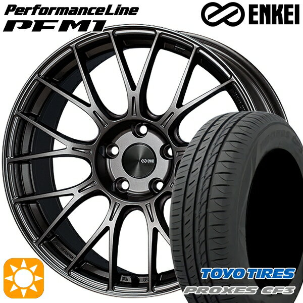 【取付対象】リーフ レヴォーグ 215/50R17 95V XL トーヨー プロクセス CF3 ENKEI エンケイ パフォーマンスライン PFM1 ダークシルバー 17インチ 7.0J 5H114.3 サマータイヤホイールセット