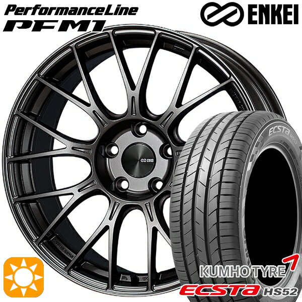 【取付対象】215/60R17 100V XL クムホ エクスタ HS52 ENKEI エンケイ パフォーマンスライン PFM1 ダークシルバー 17インチ 7.5J 5H114.3 サマータイヤホイールセット