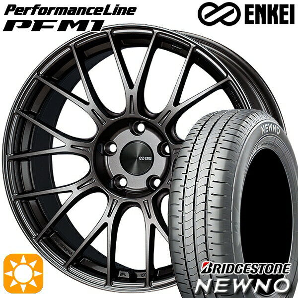 【取付対象】225/45R18 95W XL ブリヂストン ニューノ ENKEI エンケイ パフォーマンスライン PFM1 ダークシルバー 18インチ 8.0J 5H114.3 サマータイヤホイールセット